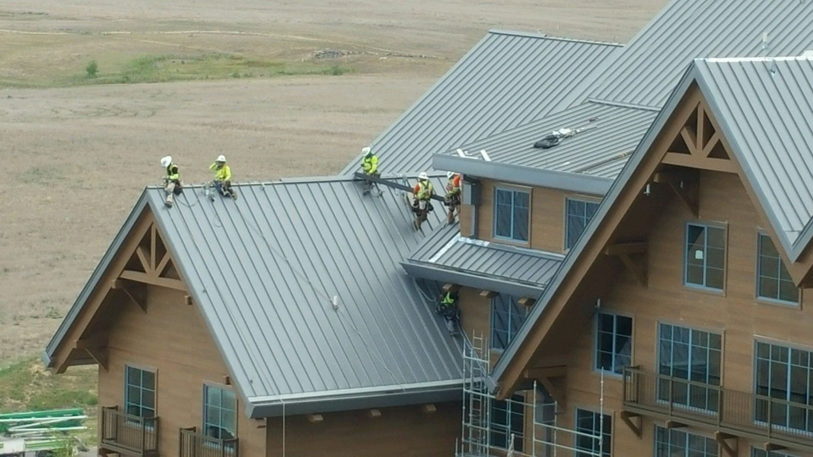 Photo of a Flynn Crew working on a roofing project