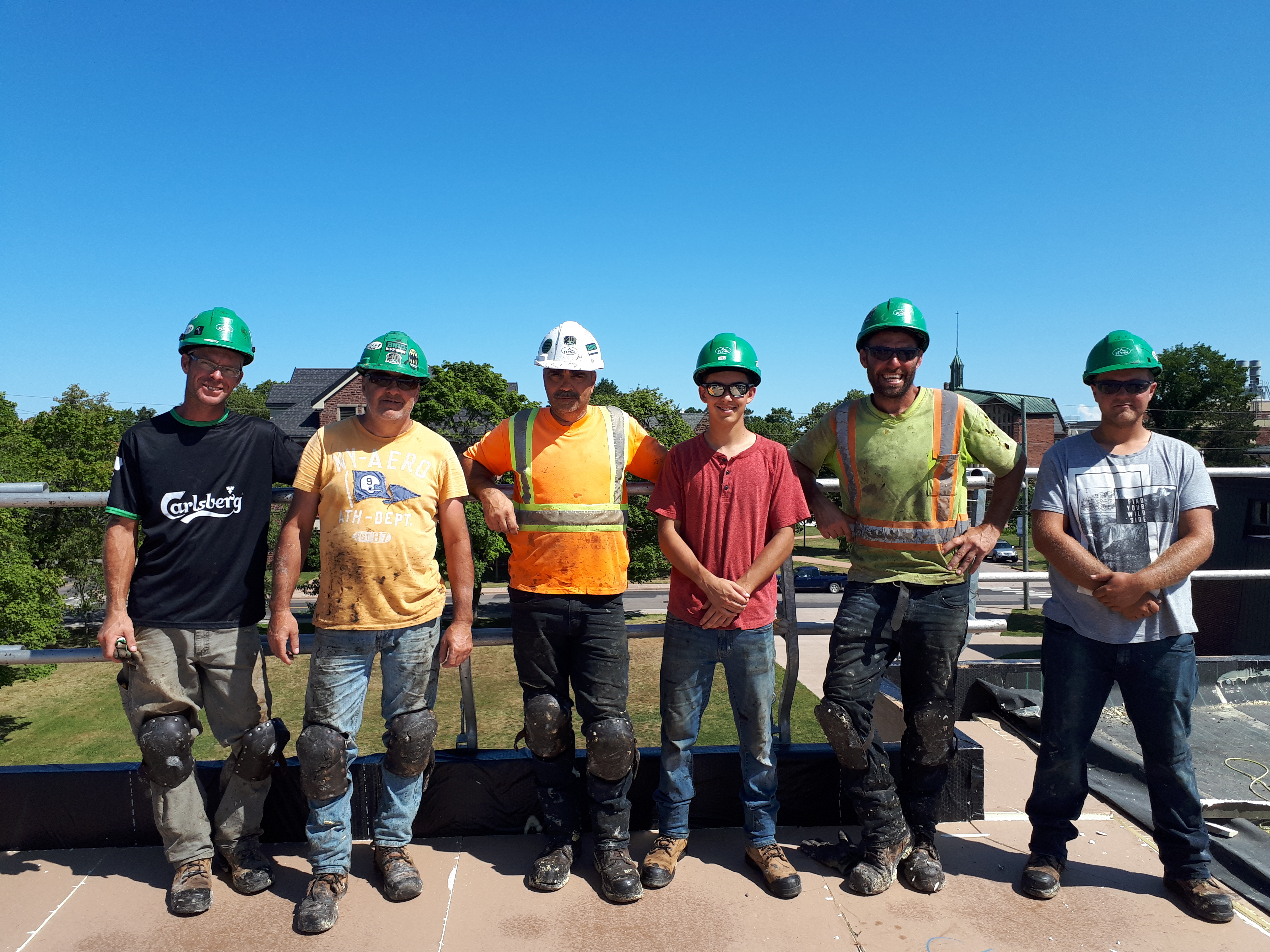 Six construction workers